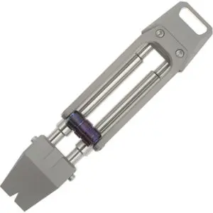 Silver and purple metal tool with a grip handle and adjustable tip.