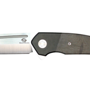A sleek folding pocket knife with a black handle and stainless steel blade.