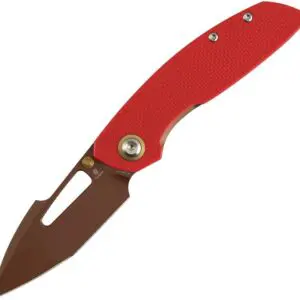 Tenable Link Folding Knife 3.0" Rose Gold 14C28N Coarse-textured Red G10 Triple Stripe Knives Design B1068A3