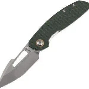 Tenable Link Folding Knife 3.0" Stonewashed 14C28N Blade Green Micarta Handle Triple Stripe Knives Design B1068A5