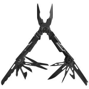 Black multi-tool pliers with various fold-out tools.