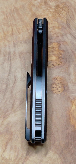 Scout F3.5 caged ceramic bearing pivot and black wash blade detail
