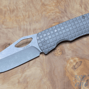 McNees Little Dixon Atomic Stonewash Frag titanium knife with MagnaCut blade open