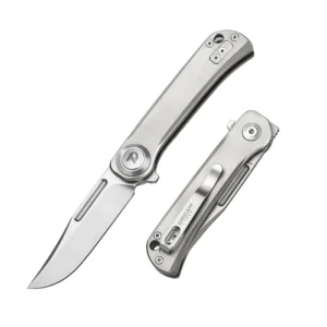 DREAMTECH Knife - Titanium Handle D2 Blade Button Lock D4055TG