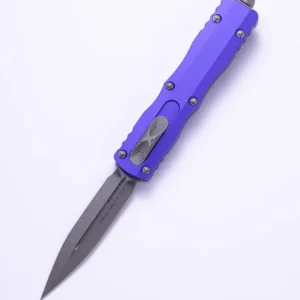 A sleek purple-handled knife with a sharp blade.