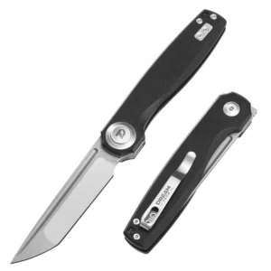 DREAMTECH Knife - Black G10 Handle D2 Blade Button Lock D4002GB