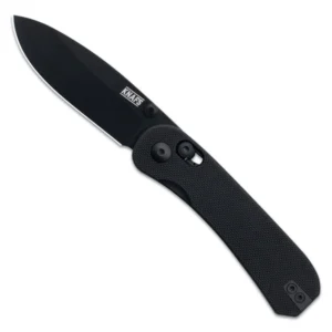 Black folding pocket knife with a sleek design.