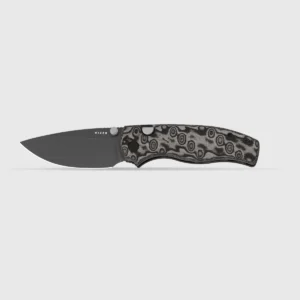Glaux | Kizer Button Liner Lock™ | Vortex Pattern Micarta | Gray PVD Coating & Stonewashed | V3801A2