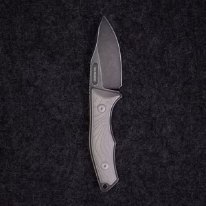 Griffin Company Scout 2.5 fixed blade milled topo titanium with black MagnaCut blade