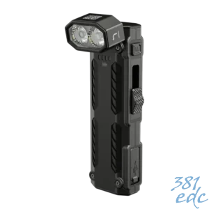 Nitecore EDC09 black flat EDC flashlight with 102 degree rotating head, slide switch, and magnetic tail